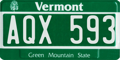 VT license plate AQX593