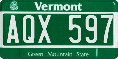 VT license plate AQX597