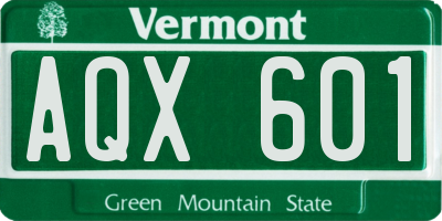 VT license plate AQX601