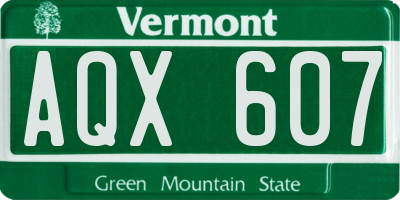 VT license plate AQX607