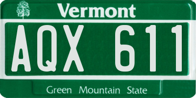 VT license plate AQX611