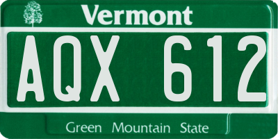 VT license plate AQX612