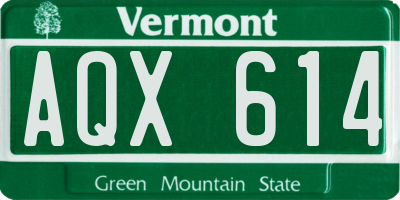 VT license plate AQX614