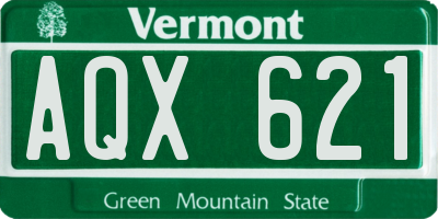 VT license plate AQX621