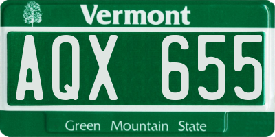 VT license plate AQX655