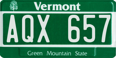 VT license plate AQX657