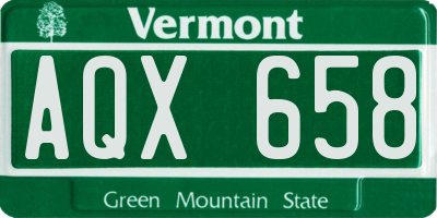 VT license plate AQX658