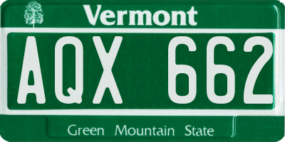 VT license plate AQX662