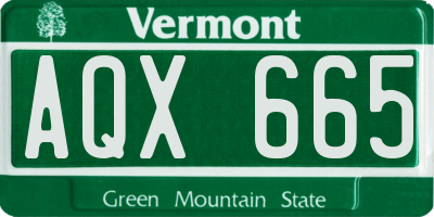 VT license plate AQX665
