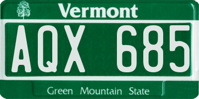VT license plate AQX685