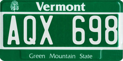 VT license plate AQX698