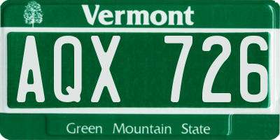 VT license plate AQX726