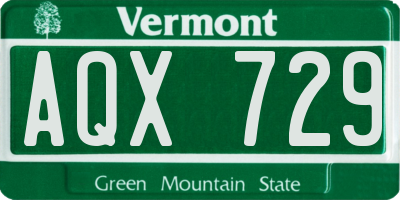 VT license plate AQX729