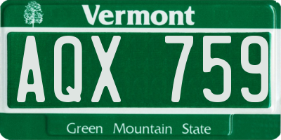 VT license plate AQX759