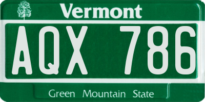 VT license plate AQX786