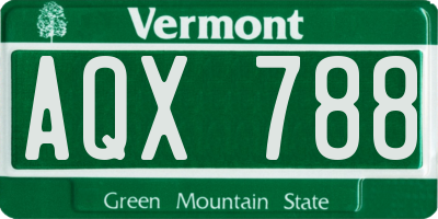 VT license plate AQX788