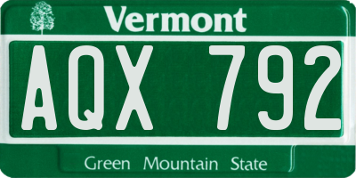 VT license plate AQX792