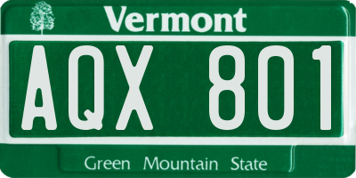 VT license plate AQX801