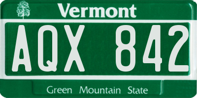 VT license plate AQX842