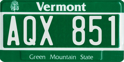 VT license plate AQX851