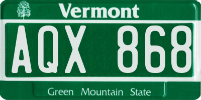 VT license plate AQX868