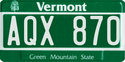 VT license plate AQX870