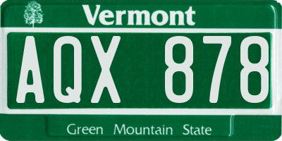 VT license plate AQX878