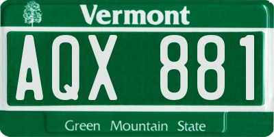 VT license plate AQX881