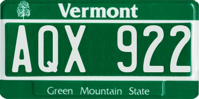 VT license plate AQX922