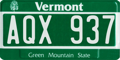VT license plate AQX937