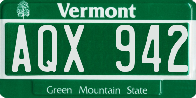 VT license plate AQX942