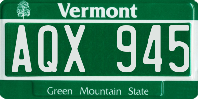 VT license plate AQX945