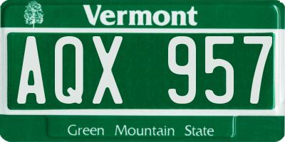 VT license plate AQX957