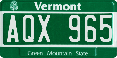VT license plate AQX965