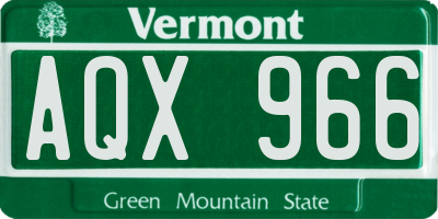 VT license plate AQX966