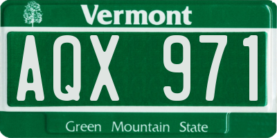 VT license plate AQX971