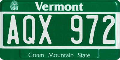 VT license plate AQX972