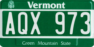 VT license plate AQX973