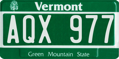 VT license plate AQX977