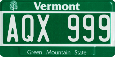 VT license plate AQX999