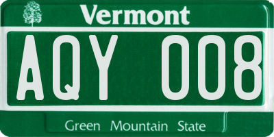 VT license plate AQY008