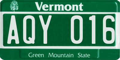 VT license plate AQY016