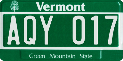 VT license plate AQY017