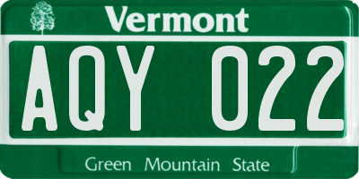 VT license plate AQY022