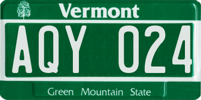 VT license plate AQY024