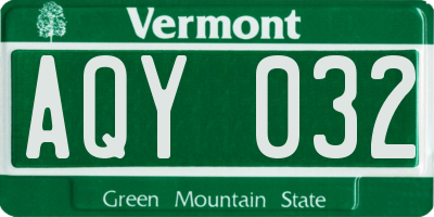 VT license plate AQY032