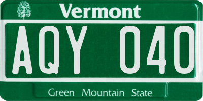 VT license plate AQY040