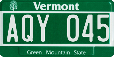 VT license plate AQY045