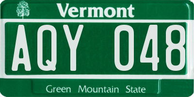 VT license plate AQY048