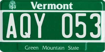 VT license plate AQY053